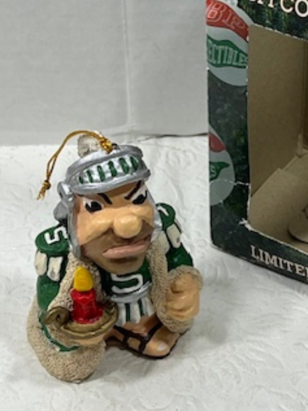 VTG Michigan State University Sparty Mascot Christmas Ornament Collectible 3.5"